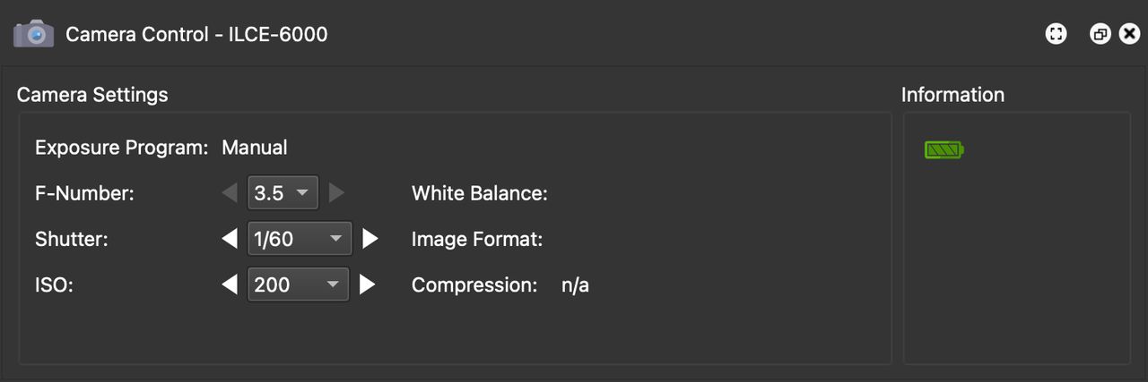 Sony camera is connected.