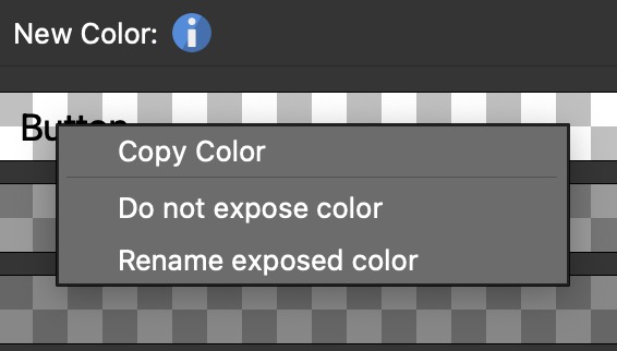Menu when a color has been exposed