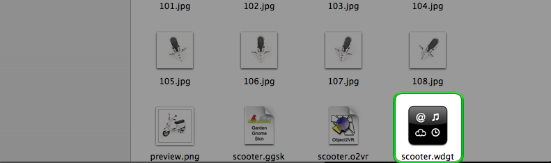 The widget icon in the output folder.